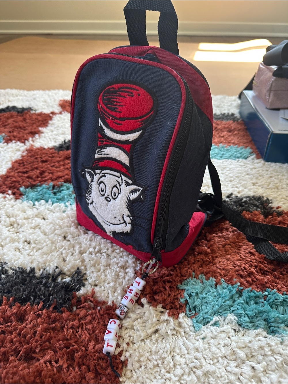 Children's Red and Black Dr. Seuss Character Mini Backpack cat in the cat rare